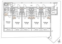 エフプレスト岸町 3階1Kの間取り