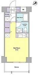 東急多摩川線 下丸子駅 徒歩3分の賃貸マンション 4階ワンルームの間取り
