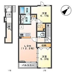 グランデ ヴィラージュ 2LDKの間取図画像