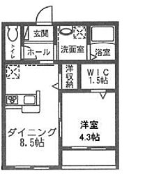 ヒログランデ 1階1LDKの間取り