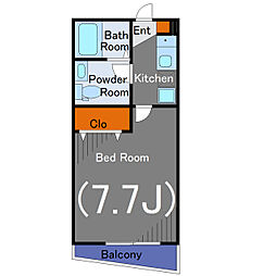 ヒルズコート東が丘 2階1Kの間取り