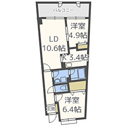 アイランドシティインフィニガーデンE棟 2LDKの間取図画像