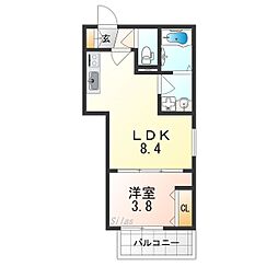 D porta cerezo 1LDKの間取図画像
