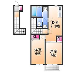 アリエント 2DKの間取図画像