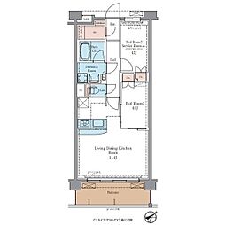 ラグゼナ平井ノース 2階2LDKの間取り