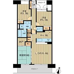 アソシエール溝の口 4階3SLDKの間取り