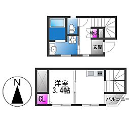大阪市平野区喜連1丁目アパート 1Kの間取図画像