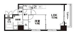 千葉中央・大庄マンション 6階1LDKの間取り