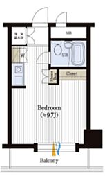 巣鴨陽光ハイツ ワンルームの間取図画像