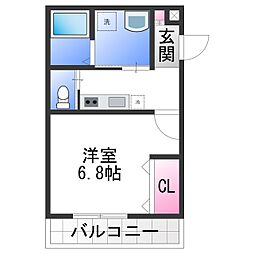 ALEGRIA津久野North 1Kの間取図画像