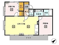 カナリアンハイツ 1階3DKの間取り