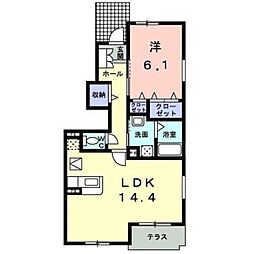 ラ・メール トロワ 1階1LDKの間取り