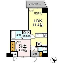 D-ROOM NOBUTO 7階1LDKの間取り