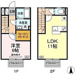 ジュネックス B 1階1LDKの間取り