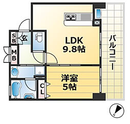 アスタピア新長田エスタプレシオス 1LDKの間取図画像