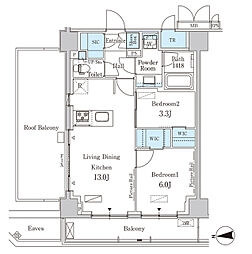 都営大江戸線 落合南長崎駅 徒歩9分の賃貸マンション 8階2LDKの間取り