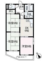 エステート和光新倉． 3階3DKの間取り