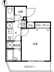 スカイコート都立家政EAST 5階1Kの間取り