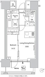 ザ・パークハビオ目白タワー 12階1LDKの間取り