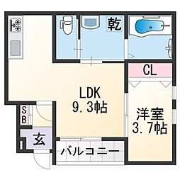 和歌山市元町奉行丁2丁目アパート 1LDKの間取図画像