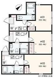 アザーレ・パッシオ矢部A 3階1Kの間取り