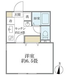 カレラコート大山 1Kの間取図画像