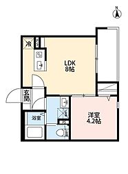 rh 小手指 1階1LDKの間取り