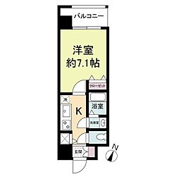 JR東海道・山陽本線 三ノ宮駅 徒歩7分の賃貸マンション 8階ワンルームの間取り