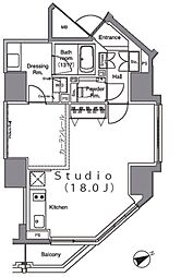 パークハビオ麻布台 ワンルームの間取図画像