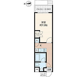 BeverlyHomes赤塚公園2 1Kの間取図画像