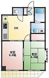 キングス所沢 2DKの間取図画像