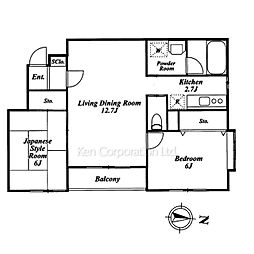 クニドス田園調布 2LDKの間取図画像