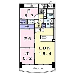 JR紀勢本線 紀三井寺駅 徒歩15分の賃貸マンション 1階3LDKの間取り