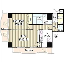 アルブル高輪 3階1LDKの間取り