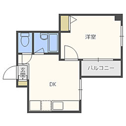 イマージュ西新南2 1DKの間取図画像