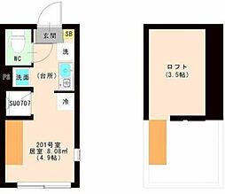 ＪＵＮＥ 2階ワンルームの間取り