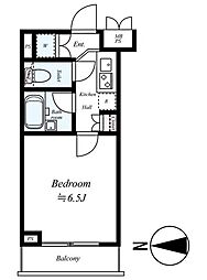 ルーブル武蔵小山弐番館 2階1Kの間取り