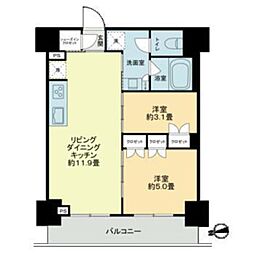 横浜市鶴見区鶴見中央4丁目マンション 2LDKの間取図画像