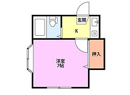 フレール元町 1Kの間取図画像