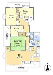 新ゆりグリーンタウン楠街区 1階4LDKの間取り