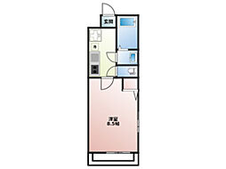 フラッティ谷口園町 2階1Kの間取り
