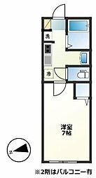 和良比アパート 2階1Kの間取り