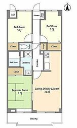 ツイン・アベニュー 5階3LDKの間取り