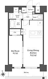 プレサンスブルーム浅草 12階1LDKの間取り