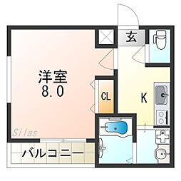 フジパレス杉本町駅西VI番館 1階1Kの間取り