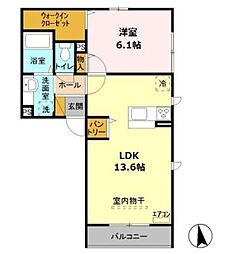カーサコンフォルトA 1LDKの間取図画像