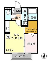 フェリシタ ドゥジェーム・プルミエ 2階1DKの間取り