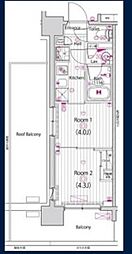 ガーラ・アヴェニュー木場 9階2Kの間取り