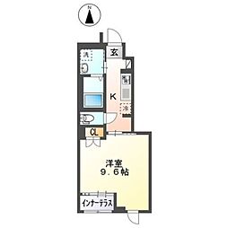 ラフィーネポルテ 1階1Kの間取り