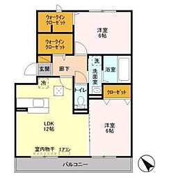 イリアンソス1 2LDKの間取図画像